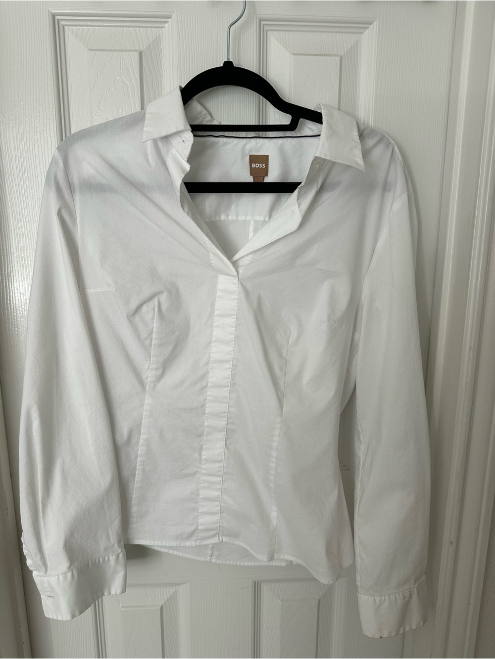BOSS White Tailored Cotton Button-Down Shirt